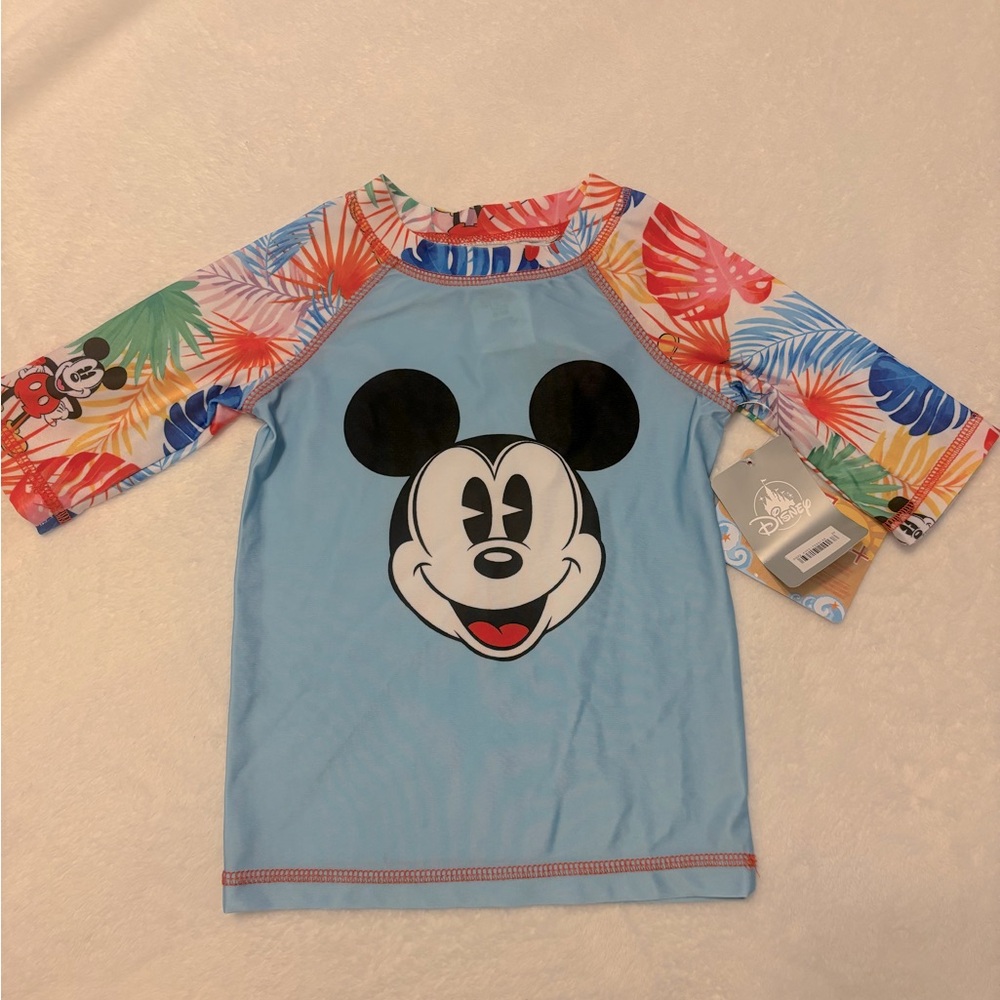 NWT Boy’s Mickey Mouse Tropical Print Rash Guard size 4